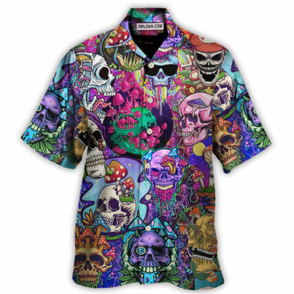 Hippie Mushroom And Skull Colorful Art - Hawaiian Shirt - Owl Ohh - Owl Ohh
