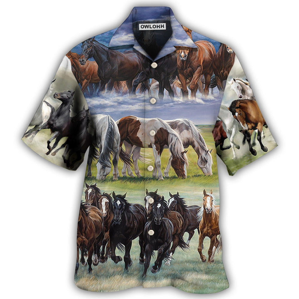 Horse Running Cool Painting Style - Hawaiian Shirt - Owl Ohh - Owl Ohh