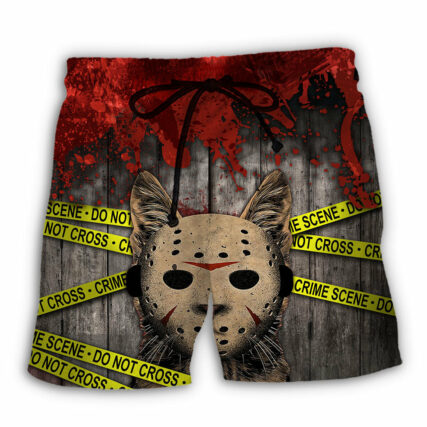 Cat Halloween Horror Cat - Beach Short - Owl Ohh - Owl Ohh