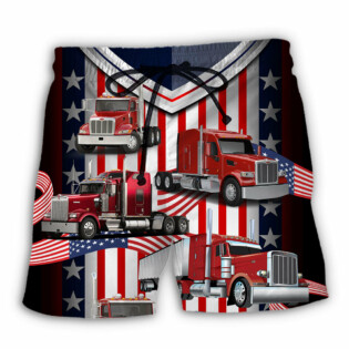 Truck USA Flag Trucker - Beach Short - Owl Ohh - Owl Ohh