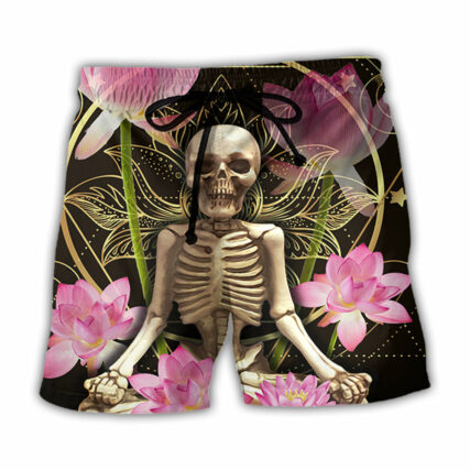 Skull Yoga Lighting Lotus Flower - Beach Short - Owl Ohh - Owl Ohh