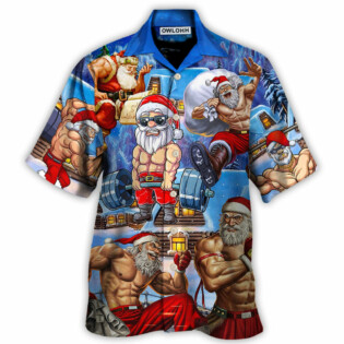 Christmas Santa Weightlifting Christmas Fitness Gym - Hawaiian Shirt - Owl Ohh for men and women, kids - Owl Ohh