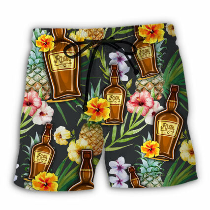 Wine Rum Drinking Tropical Art - Beach Short - Owl Ohh - Owl Ohh