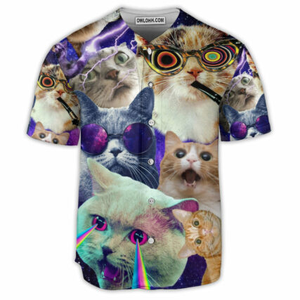 Cat Snooping In Space Funny - Baseball Jersey - Owl Ohh - Owl Ohh