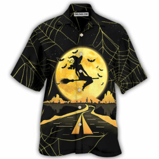 Halloween Witch On A Dark Desert Highway - Hawaiian Shirt - Owl Ohh - Owl Ohh