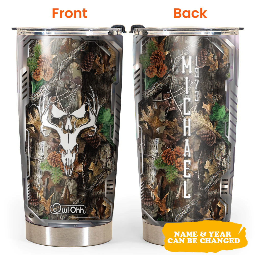 Deer Camouflage Skull Steel Personalized - Tumbler - Owl Ohh - Owl Ohh