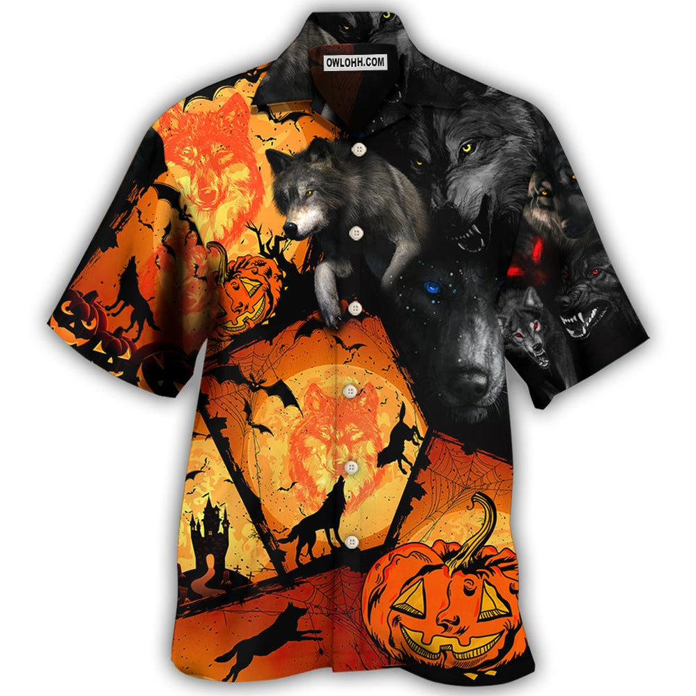 Halloween Wolf Pumpkin Scary - Hawaiian Shirt - Owl Ohh - Owl Ohh