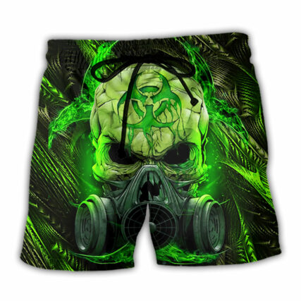 Skull Mask Green Lighting - Beach Short - Owl Ohh - Owl Ohh