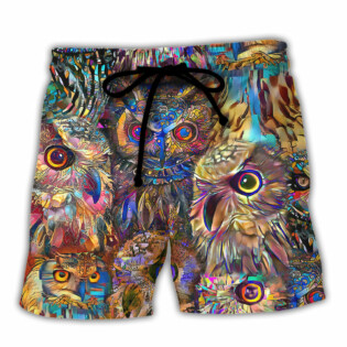 Owl Wild Animal Neon Colorful - Beach Short - Owl Ohh - Owl Ohh