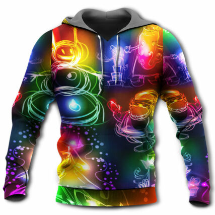 Christmas Santa Claus Tree Snowman Neon Light Style - Hoodie - Owl Ohh - Owl Ohh