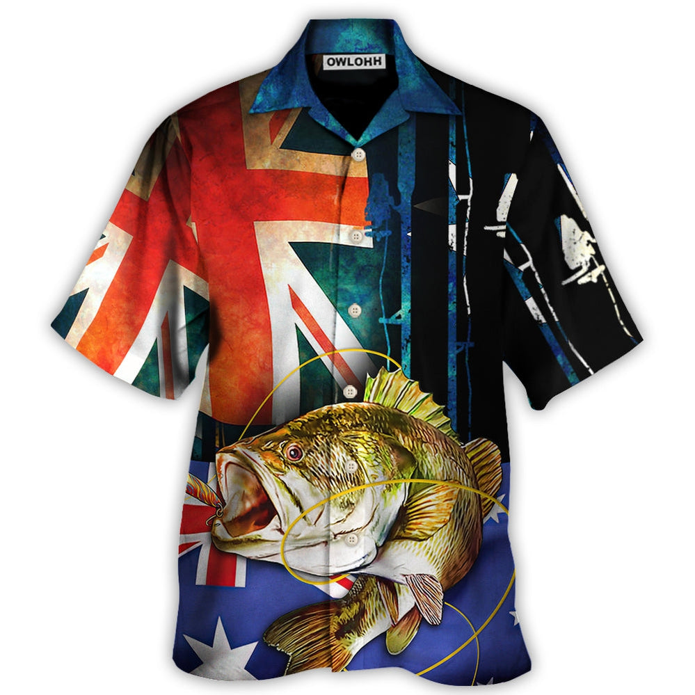 Fishing I Love Fishing Australia Flag Vintage - Hawaiian Shirt - Owl Ohh for men and women, kids - Owl Ohh