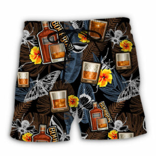 Wine Bourbon Drinking Butterflies Tropical - Beach Short - Owl Ohh - Owl Ohh