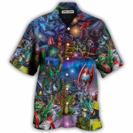 Dragon Christmas Light Art Style - Hawaiian Shirt - Owl Ohh - Owl Ohh
