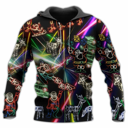 Christmas Tree Neon Art And Snowman - Hoodie - Owl Ohh - Owl Ohh