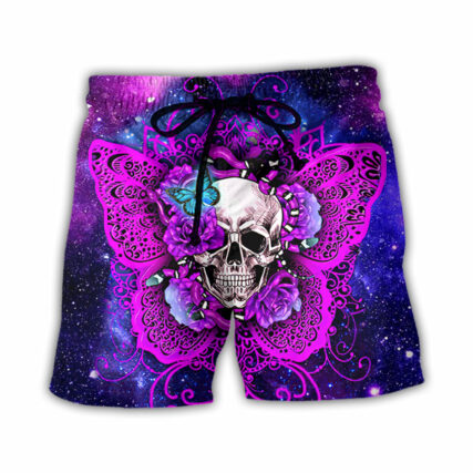 Skull Butterfly Snake Lighting Flower - Beach Short - Owl Ohh - Owl Ohh