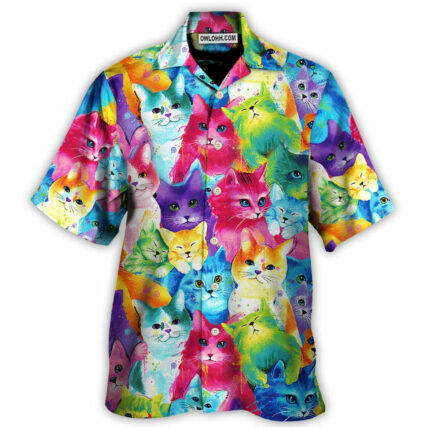 Cat Colorful Little Cute Kitten Happy Life - Hawaiian Shirt - Owl Ohh - Owl Ohh