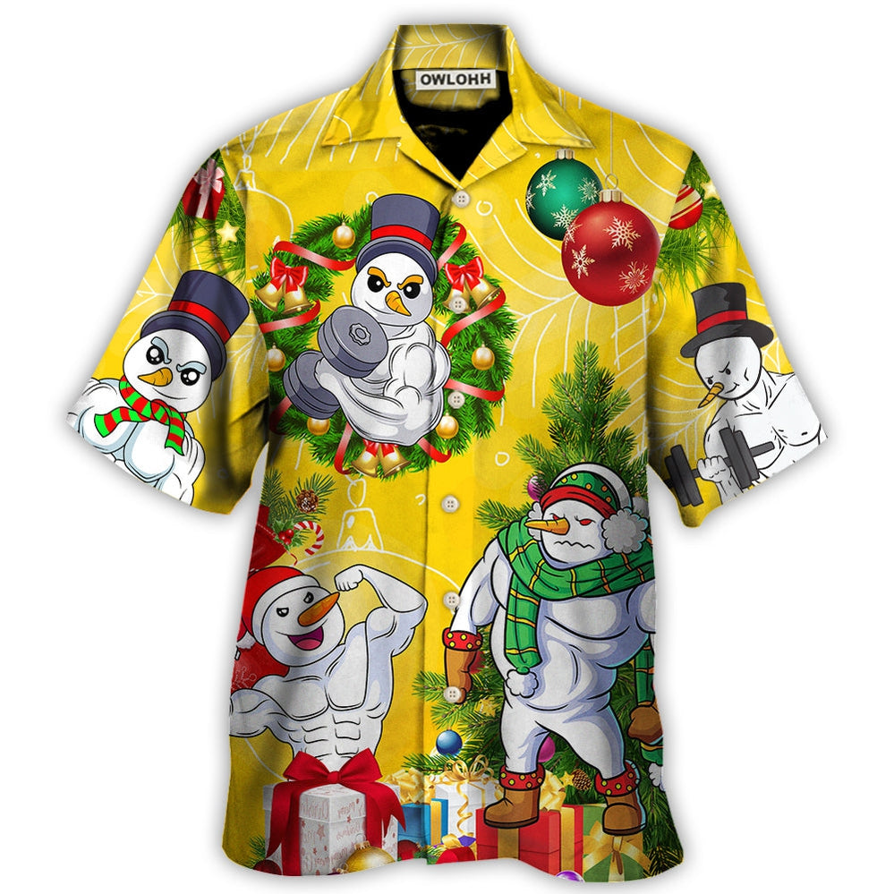Christmas Frosty The Swoleman Snowman Workout Funny - Hawaiian Shirt - Owl Ohh for men and women, kids - Owl Ohh