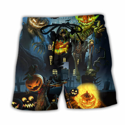 Halloween Pumpkin Scary Sky Night - Beach Short - Owl Ohh - Owl Ohh