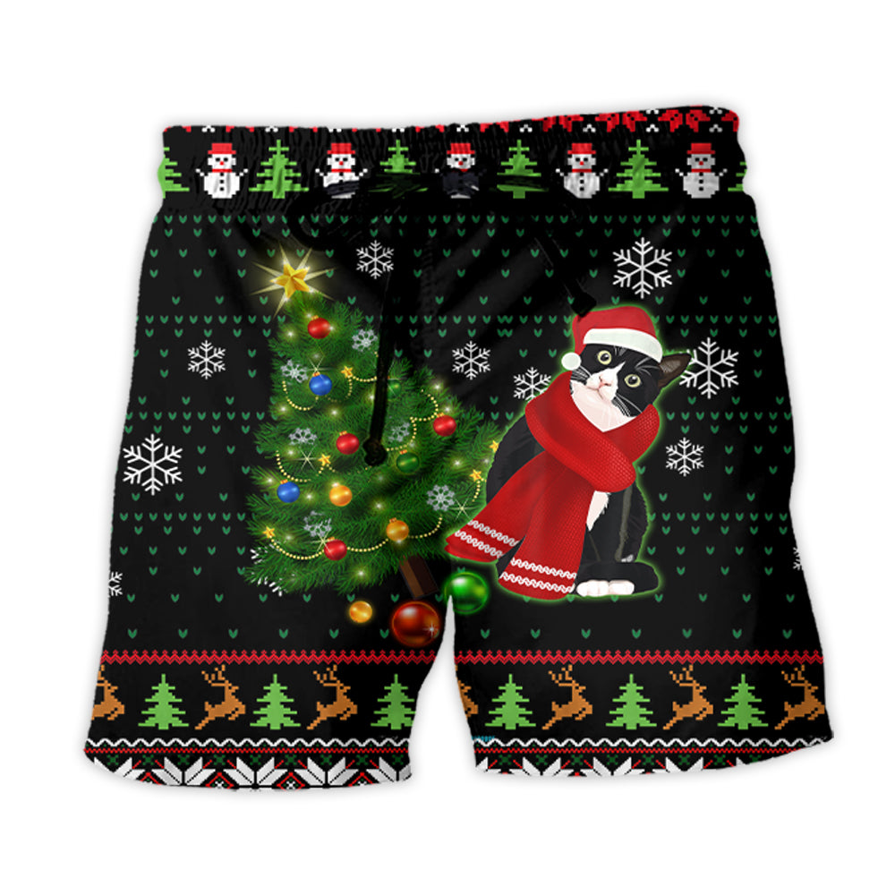 Cat Wreck The Tree Happy Ugly Style Christmas - Beach Short - Owl Ohh - Owl Ohh