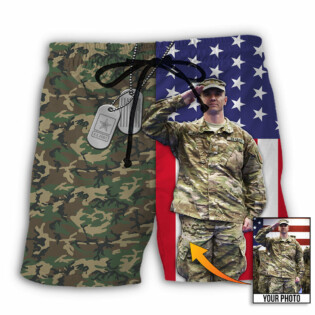 US Army Tropical US Flag Custom Photo - Beach Short - Owl Ohh - Owl Ohh