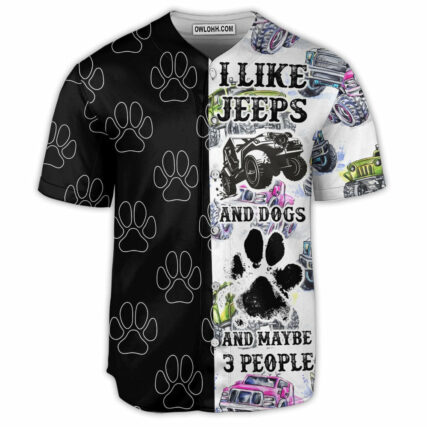 Jeep I Like Jeeps And Dogs - Baseball Jersey - Owl Ohh - Owl Ohh