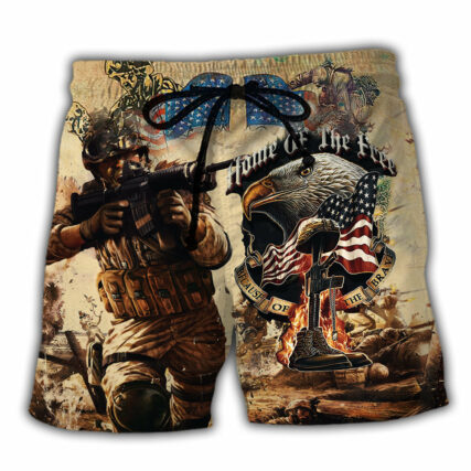 Veteran Army America Home Of The Free Because Of The Brave - Beach Short - Owl Ohh - Owl Ohh