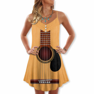 Guitar Amazing Music Basic Yellow Guitar - V-neck Sleeveless Cami Dress - Owl Ohh - Owl Ohh