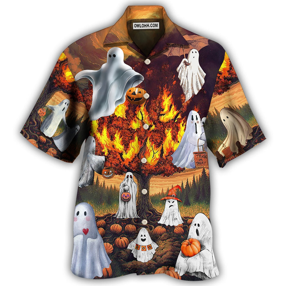 Halloween Boo Pumpkin Burning Scary - Hawaiian Shirt - Owl Ohh - Owl Ohh