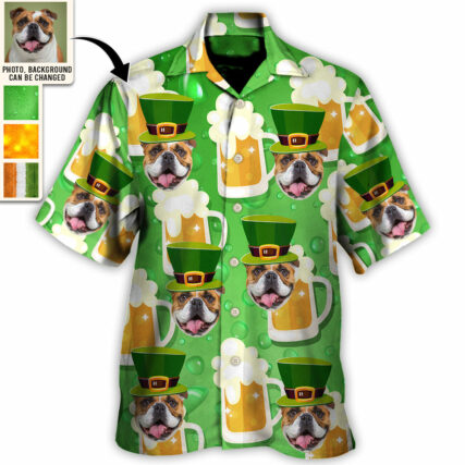 St Patrick's Beer Lover Happy Saint Patrick's Custom Photo - Hawaiian Shirt - Personalized Photo Gifts for men and women, kids - Owl Ohh