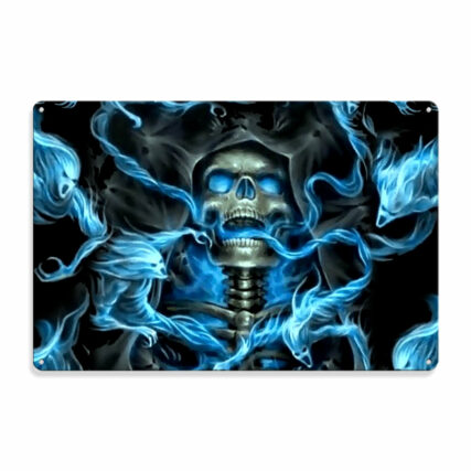 Skull Black Ground Thunder - Metal Sign - Owl Ohh - Owl Ohh