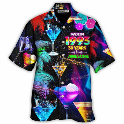 Cocktail Drinking Cocktail Made In 1993 30 Years Neon Style - Hawaiian Shirt - Owl Ohh for men and women, kids - Owl Ohh