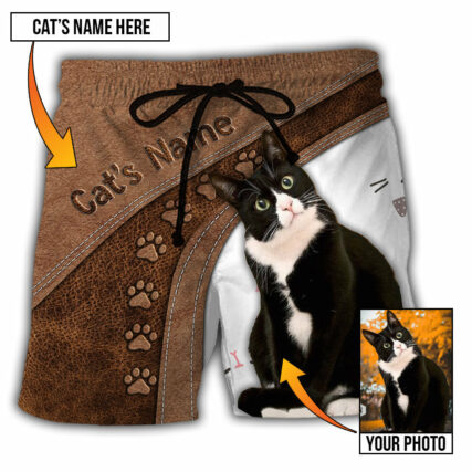 Black Cat Is My Best Friend Custom Photo - Beach Short - Owl Ohh - Owl Ohh