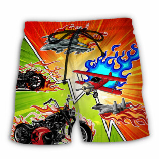 Motorcycle I Like Motorcycles And Airplanes - Beach Short - Owl Ohh - Owl Ohh