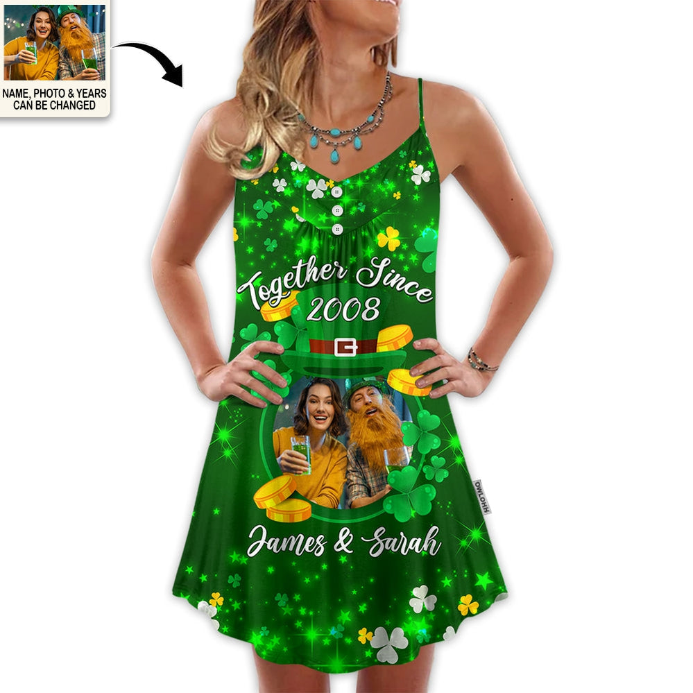 ST Patrick's Day Together Since Couple Gift Custom Photo Personalized - V-neck Sleeveless Cami Dress - Personalized Photo Gifts - Owl Ohh