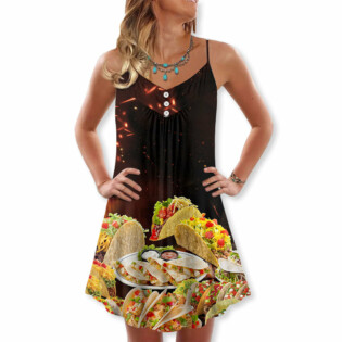 Food Tacos Fast Food Delicious - V-neck Sleeveless Cami Dress - Owl Ohh - Owl Ohh