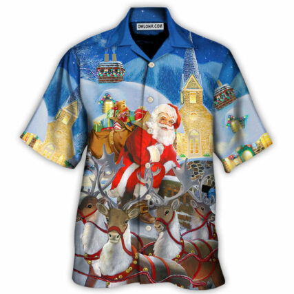 Christmas Santa Claus Reindeer Gift For Xmas Art Style - Hawaiian Shirt - Owl Ohh for men and women, kids - Owl Ohh