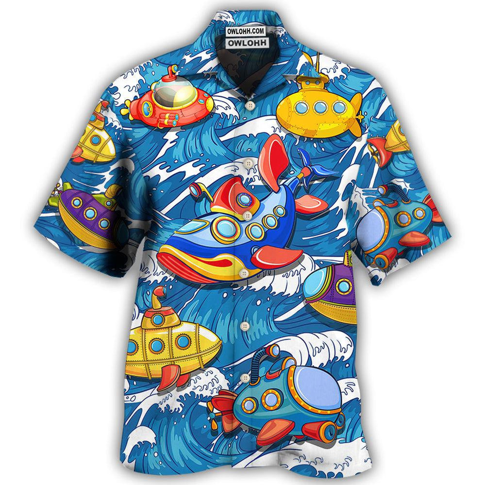 Diving Submarine Wave Art Style - Hawaiian Shirt - Owl Ohh - Owl Ohh