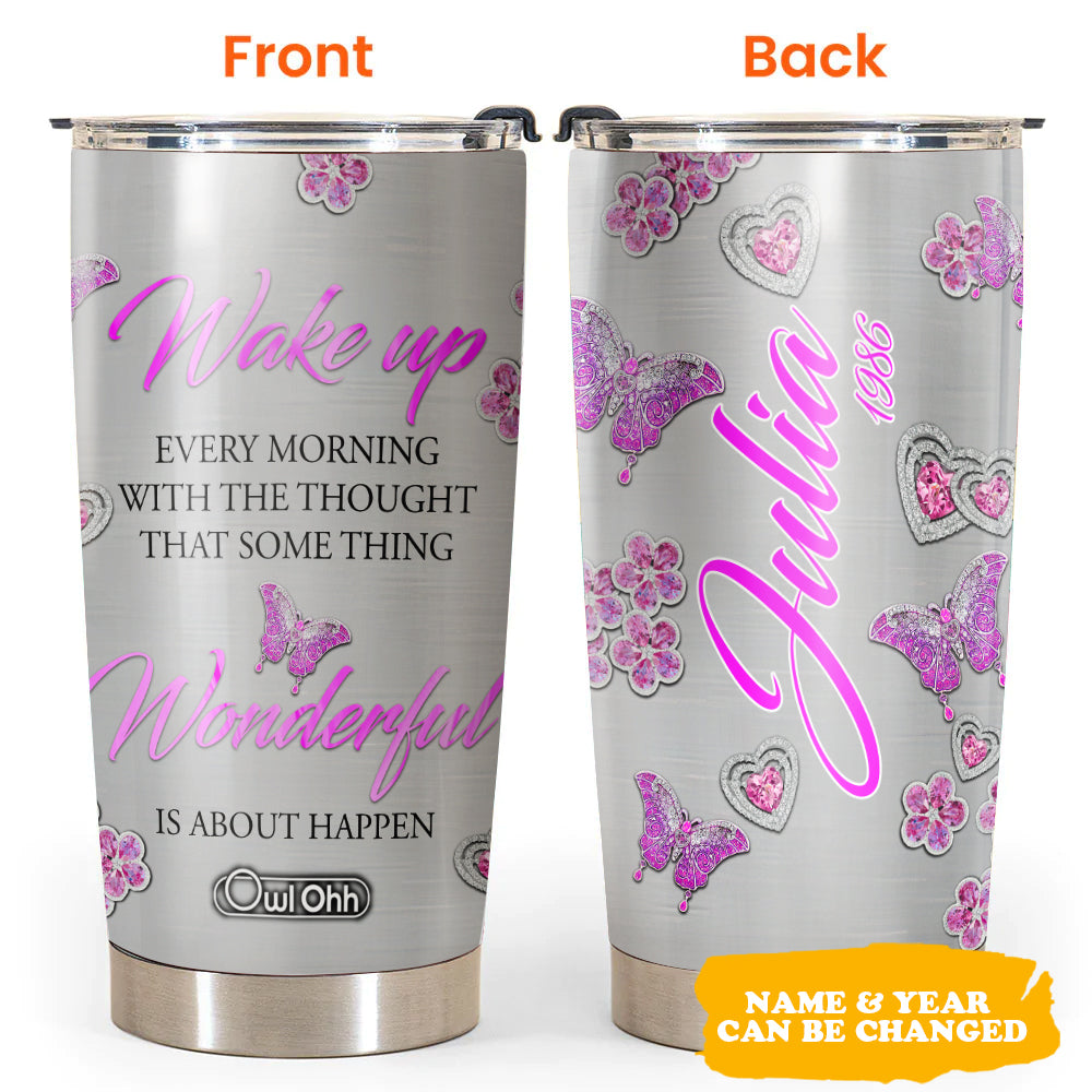 Butterfly Pink Diamond Jewelry Personalized - Tumbler - Owl Ohh - Owl Ohh