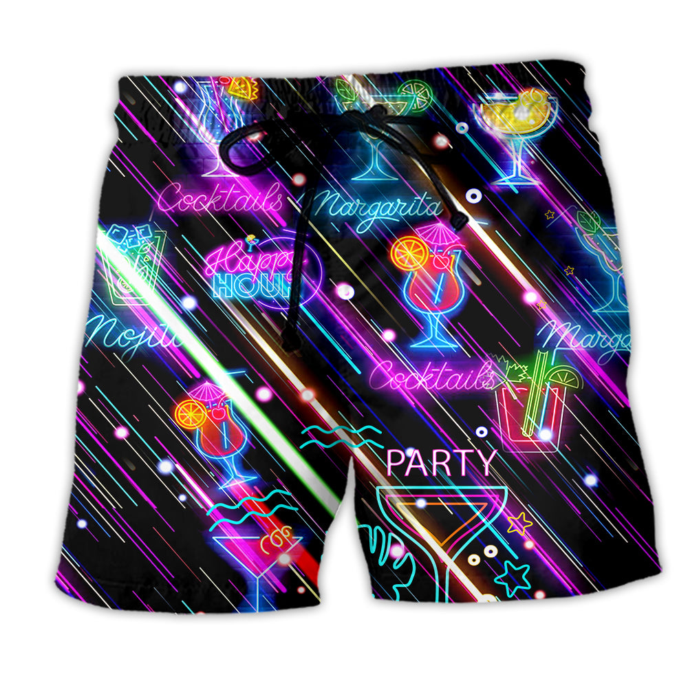 Cocktail Happy Neon Style - Beach Short - Owl Ohh - Owl Ohh