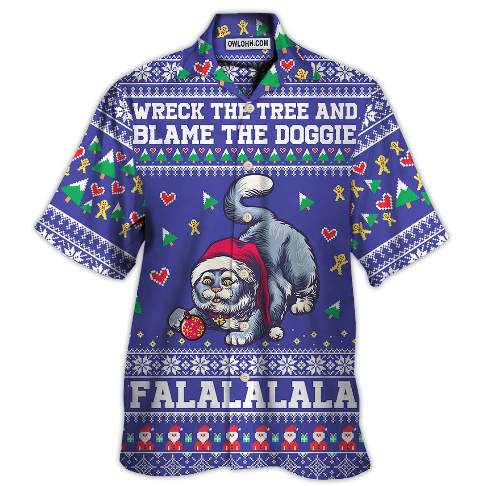 Cat Wreck The Tree And Blame The Doggies Christmas - Hawaiian Shirt - Owl Ohh - Owl Ohh