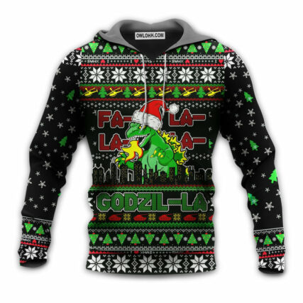 Christmas Godzila Falalalala Xmas - Hoodie - Owl Ohh - Owl Ohh
