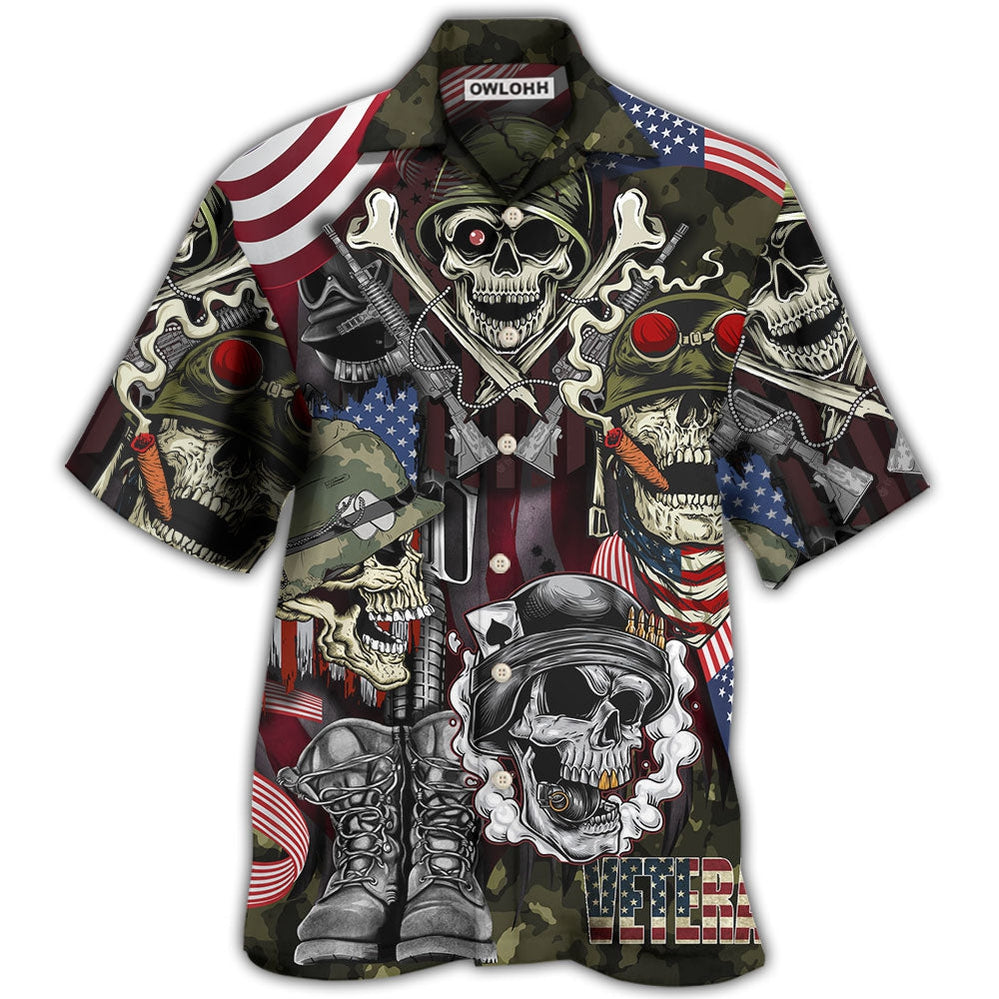 Veteran Skull War Art - Hawaiian Shirt - Owl Ohh - Owl Ohh