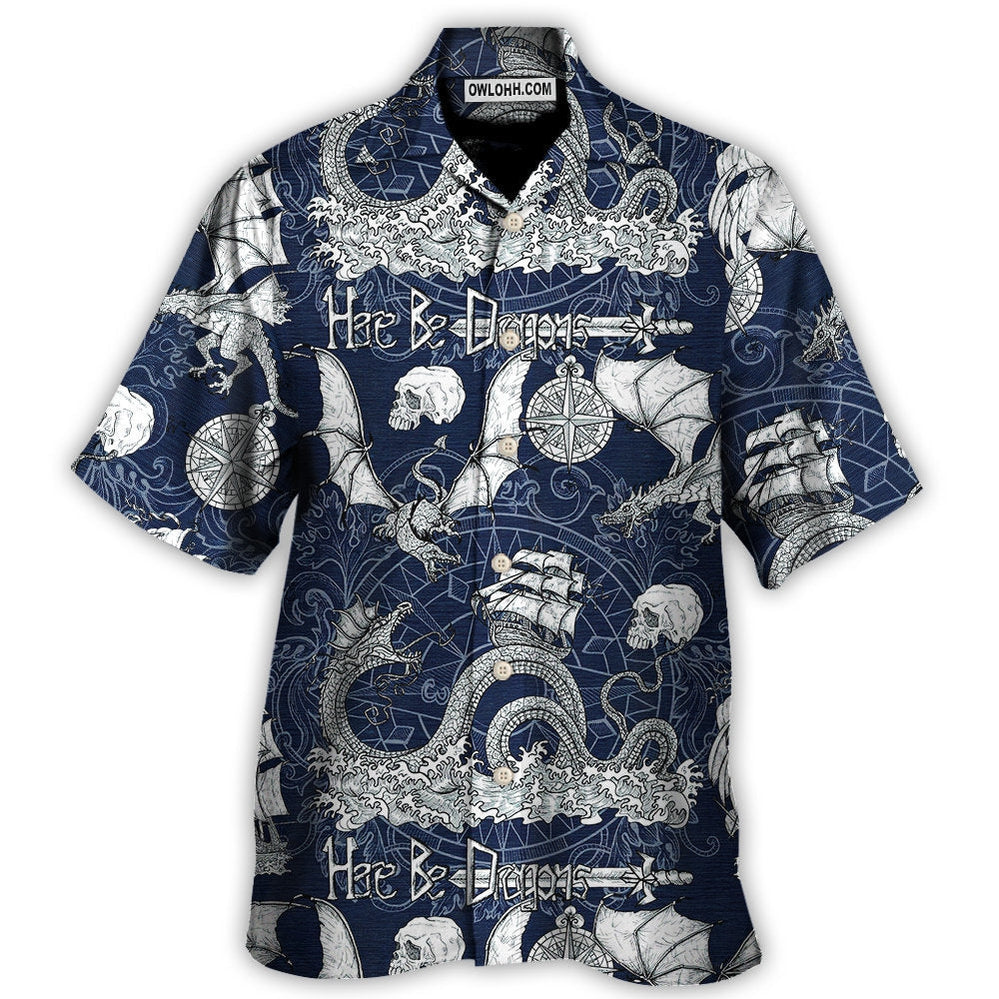 Dragon With Skull Old Ship Sea Life - Hawaiian Shirt - Owl Ohh - Owl Ohh