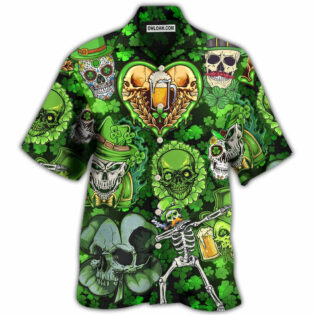 Skull St Patricks Day Art - Hawaiian Shirt - Owl Ohh - Owl Ohh