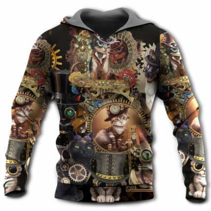 Cat Steampunk Art Keep Calm And Steampunk - Hoodie - Owl Ohh - Owl Ohh