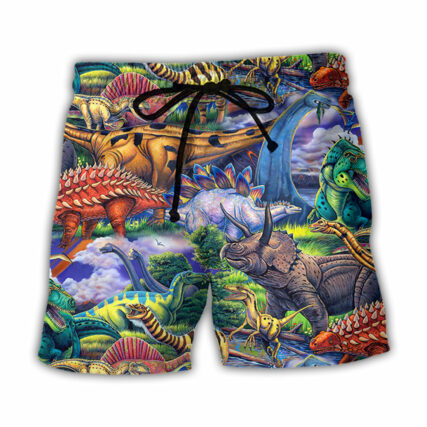 Dinosaur Art Coloful Style - Beach Short - Owl Ohh - Owl Ohh