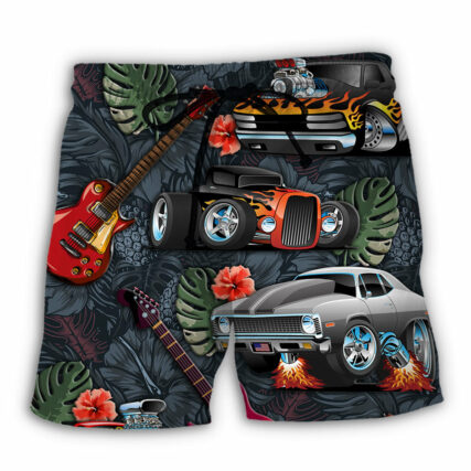 Hot Rod Guitar I Like Hot Rods And Guitars - Beach Short - Owl Ohh - Owl Ohh