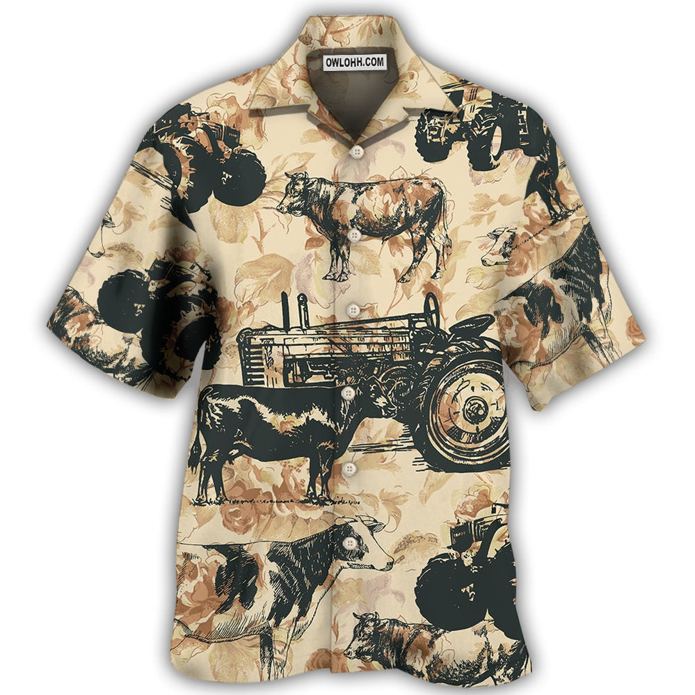 Tractor And Cow I Like - Hawaiian Shirt - Owl Ohh - Owl Ohh