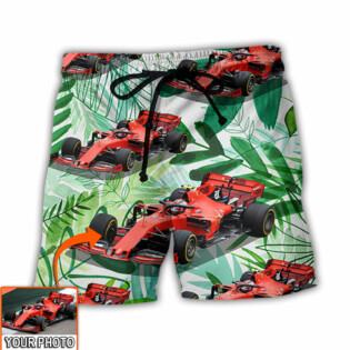Car Formula One Tropical Custom Photo - Beach Short - Owl Ohh - Owl Ohh