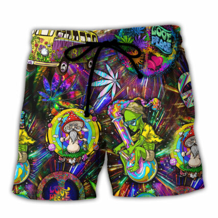 Hippie Alien Peace Life Color Stunning Amazing Style - Beach Short - Owl Ohh - Owl Ohh